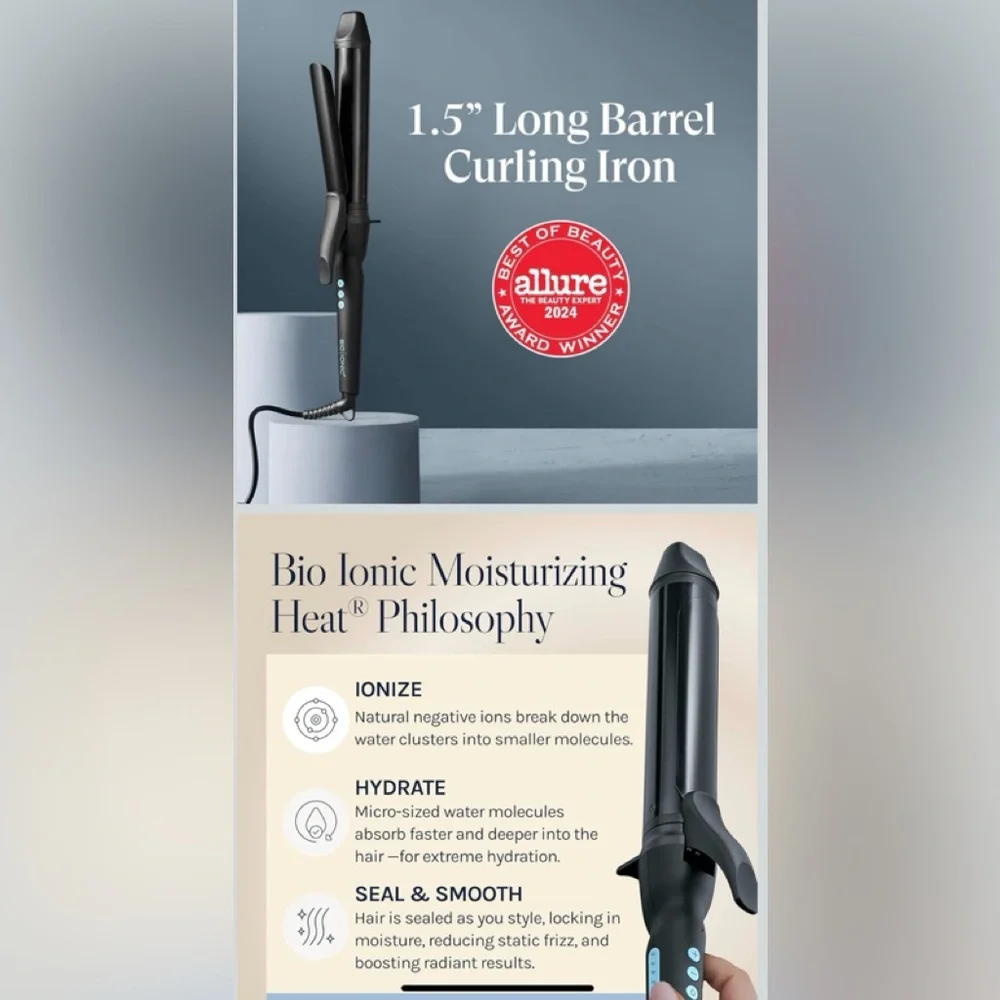 Bio Ionic Black Long Barrel Pro Curling Iron
